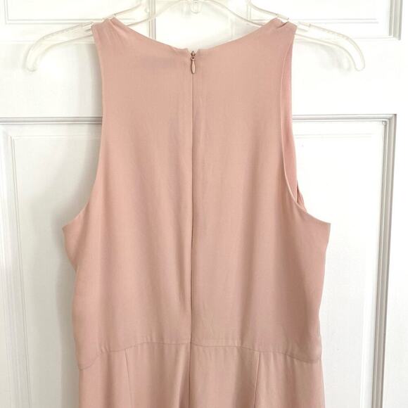 HALSTON HERITAGE Nude Beige Blush Pink Ruffle Sleeveless Formal Evening Jumpsuit - Picture 10 of 13